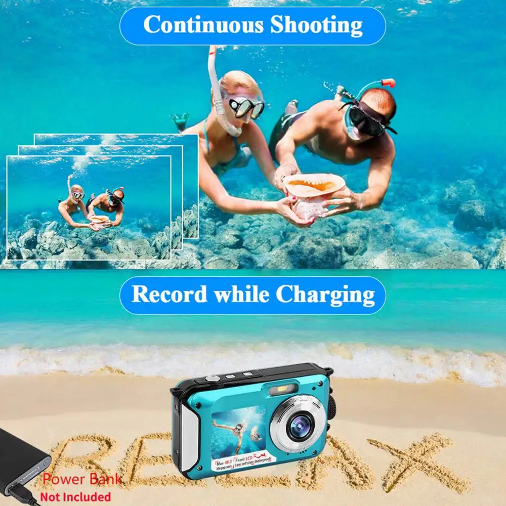 Action Camera 1080PHD 2.7K 48MP Waterproof Camera Shockproof Underwater Camera 10inch Digital Cameras Sport Camera