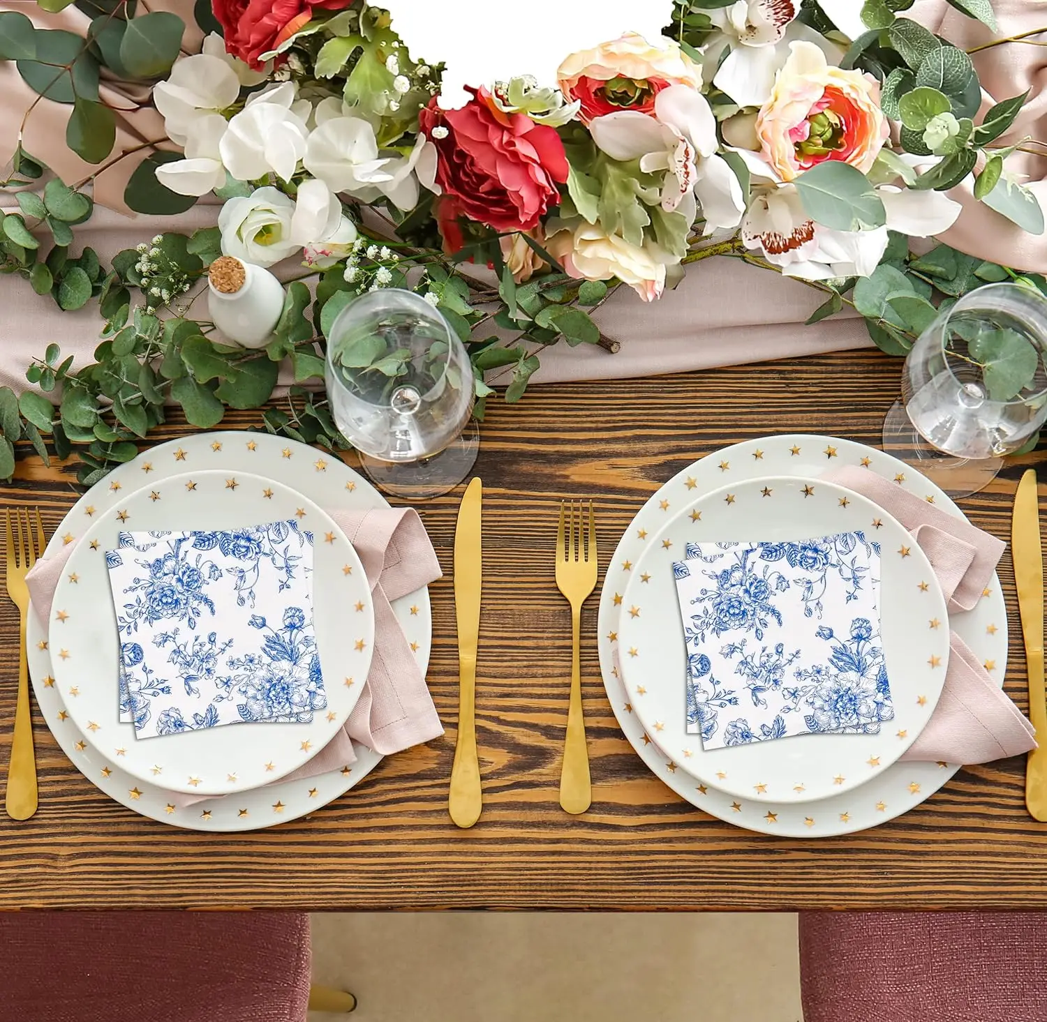 Floral Cocktail Beverage Napkins Disposable Paper Spring Flowers Dessert Napkin for Wedding Holiday Birthday Party Supply 40/80 disposable tableware paper napkins