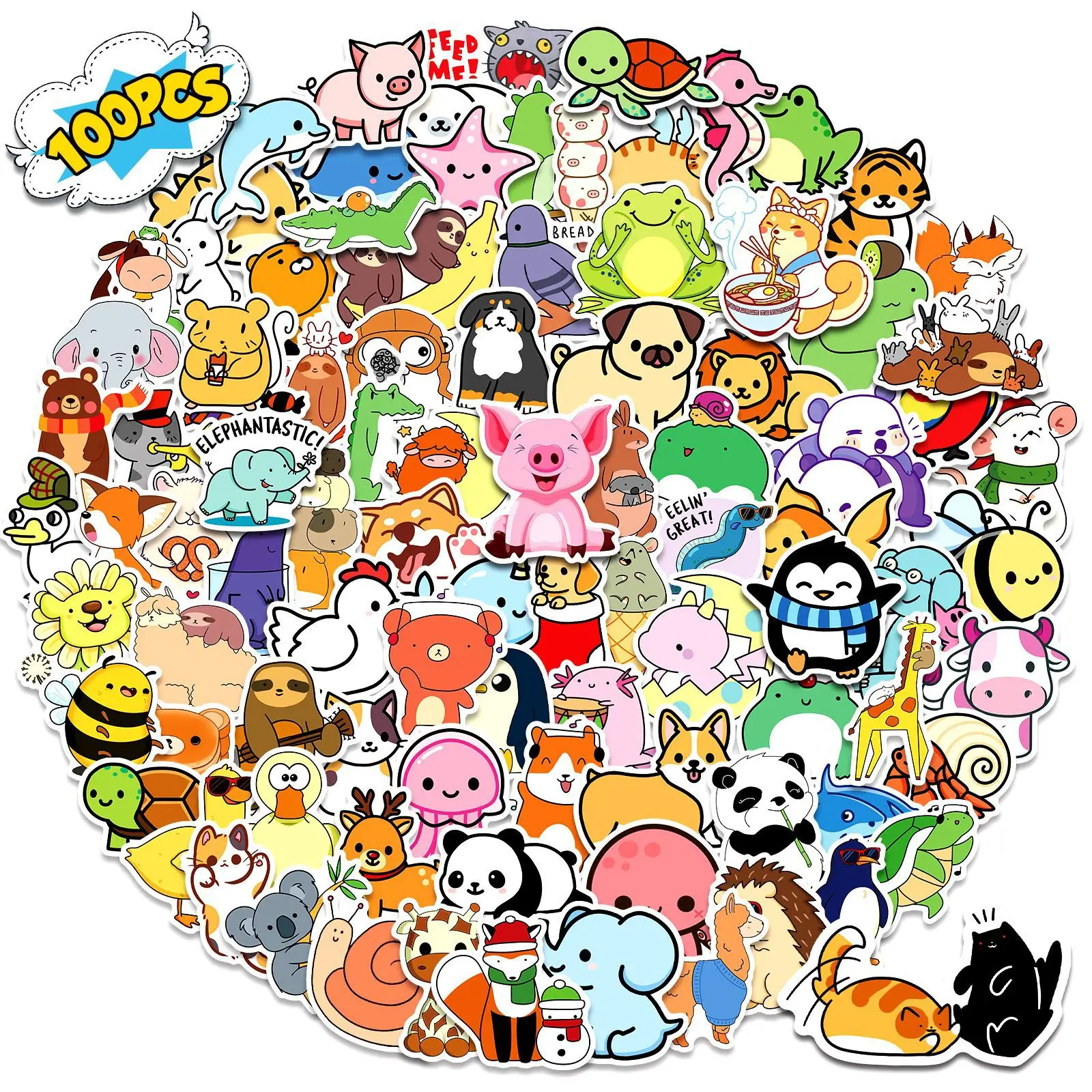 

50/100PCS Cartoon Cute Animal Stickers Waterproof Decals Skateboard Phone Bike Laptop Fridge Graffiti Kids Awards for Children