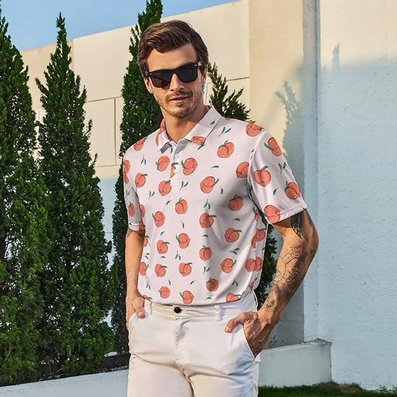 

Men's Golf Shirt Moisture Wicking Dry Performance Men's Golf Polo Shirt Fashion Printed Short Sleeve Polo Shirt