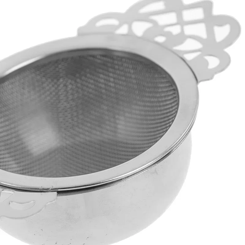 1pcs Stainless Steel Tea Strainer with Drip Bowl Easy Clean Loose Leaf Traditional Hanging Herbal Double Ear Tea Infuser Filter