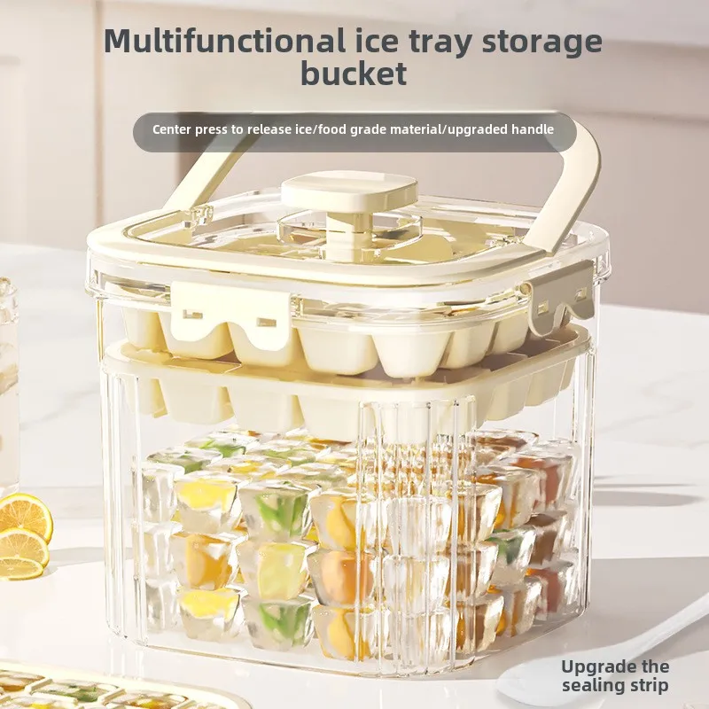 Food grade Press Type Silicone Ice Cube Mold Large Capacity Ice Storage Box Summer Household Ice Maker Home Kitchen Fridge Tools