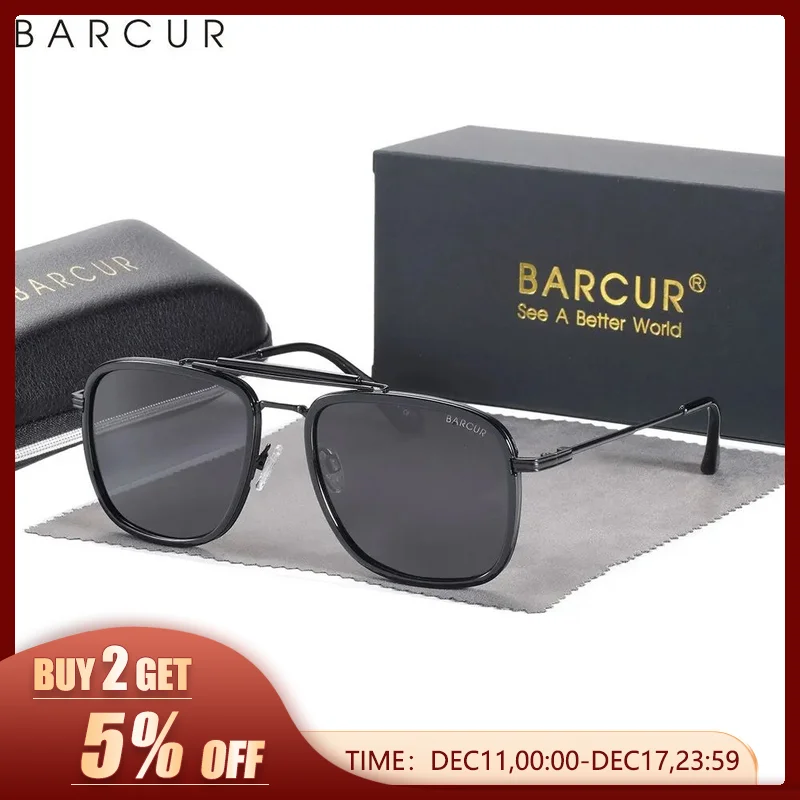 BARCURLuxurySquareSunglassesforMenGradientLensPolarizedSun