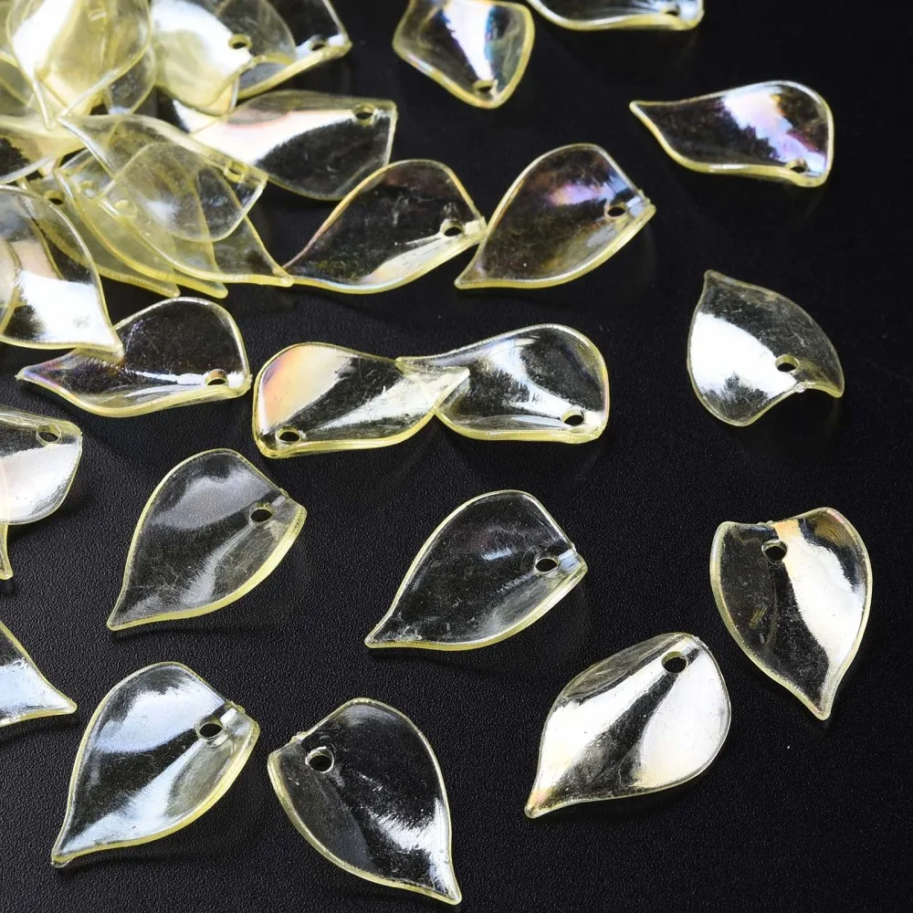 

500g Transparent Acrylic Beads AB Color Petal Champagne Yellow 21x14x1mm Hole: 2mm about 2300pcs/500g