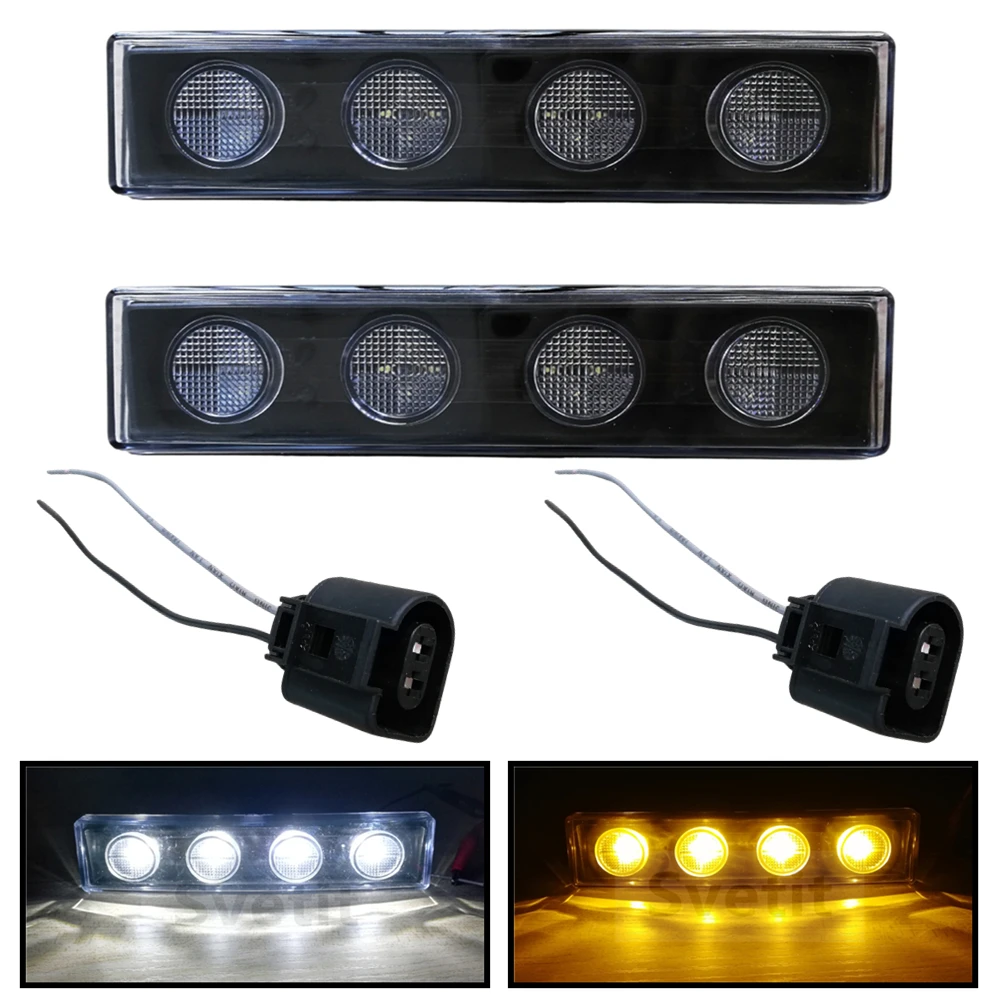 2pcs 24v Front Led Lights For Scania Truck Sun Visor Light White Amber