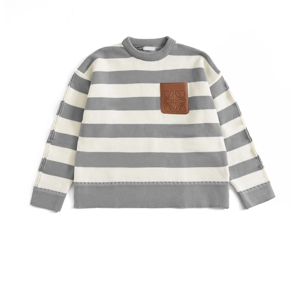 

High-end 1:1 autumn and winter 2023 women's striped crewneck sweater base simple is also a classic fashion