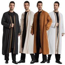 Muslim Men Jubba Thobe Traditional Islam Clothing Ramadan Kaftan Robe Saudi Open Abaya Caftan Jubah Dubai Arab Dress Middle East
