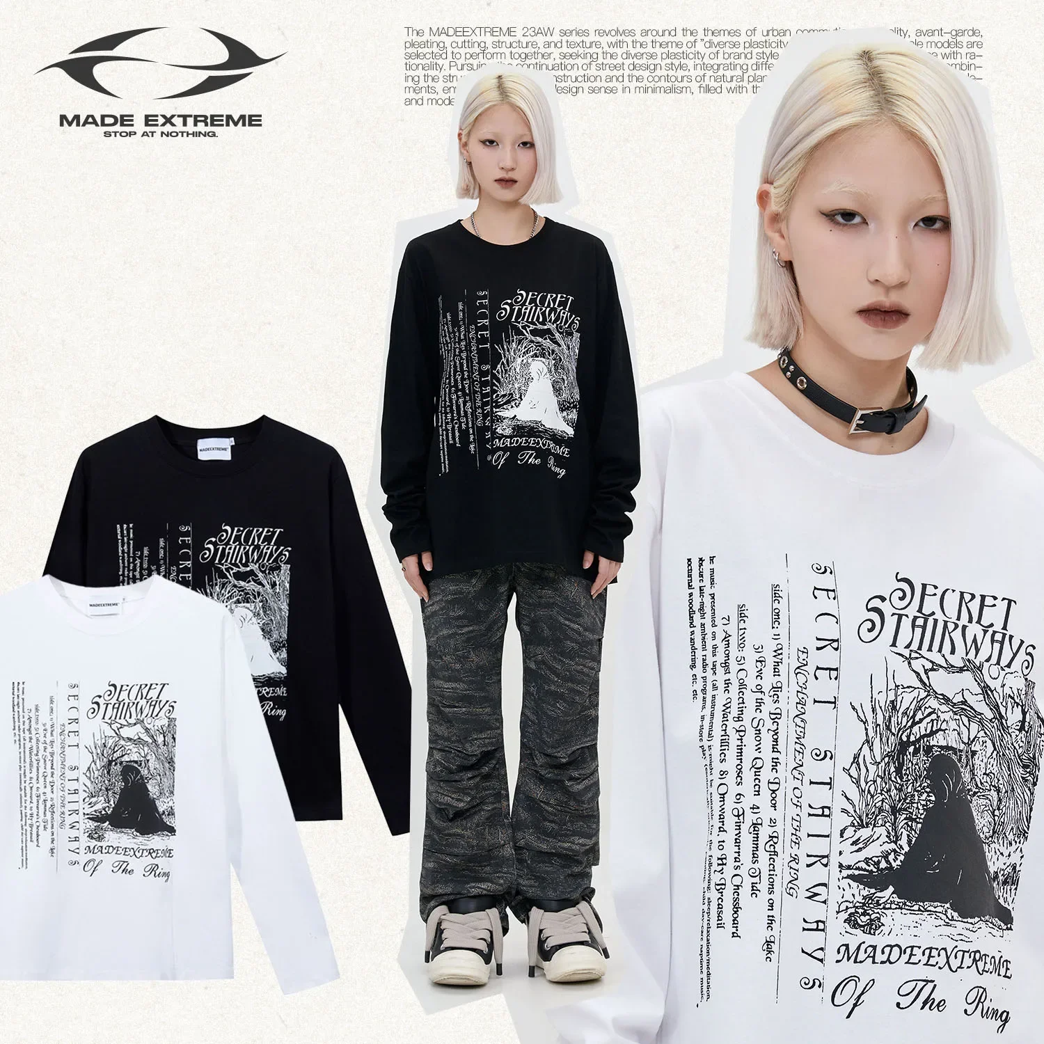 

MADEEXTREME Letter Printed Long Sleeve T-shirt #3303