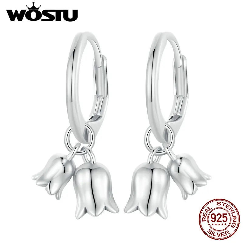 WOSTU 925 Sterling Silver Unique Lily of the Valley Flower