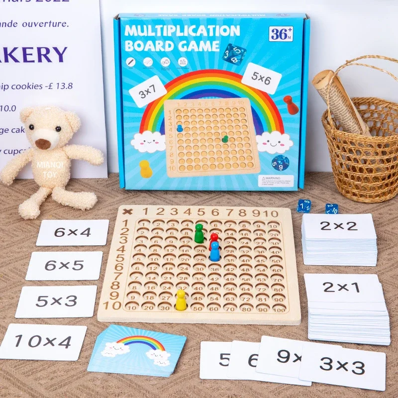 Montessori tavola matematica aritmetica in legno giocattolo aggiunta di propagazione illuminazione sensoriale Puzzle competitivo regalo di favore per bambini