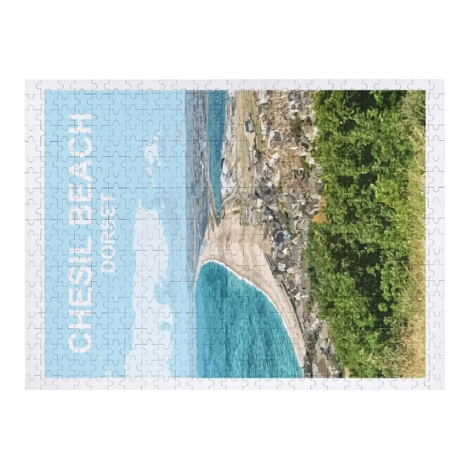 Chesil Beach Dorset England. Portland Travel poster Jigsaw Puzzle Custom Wood Customized Kids Gift Personalised Name Puzzle