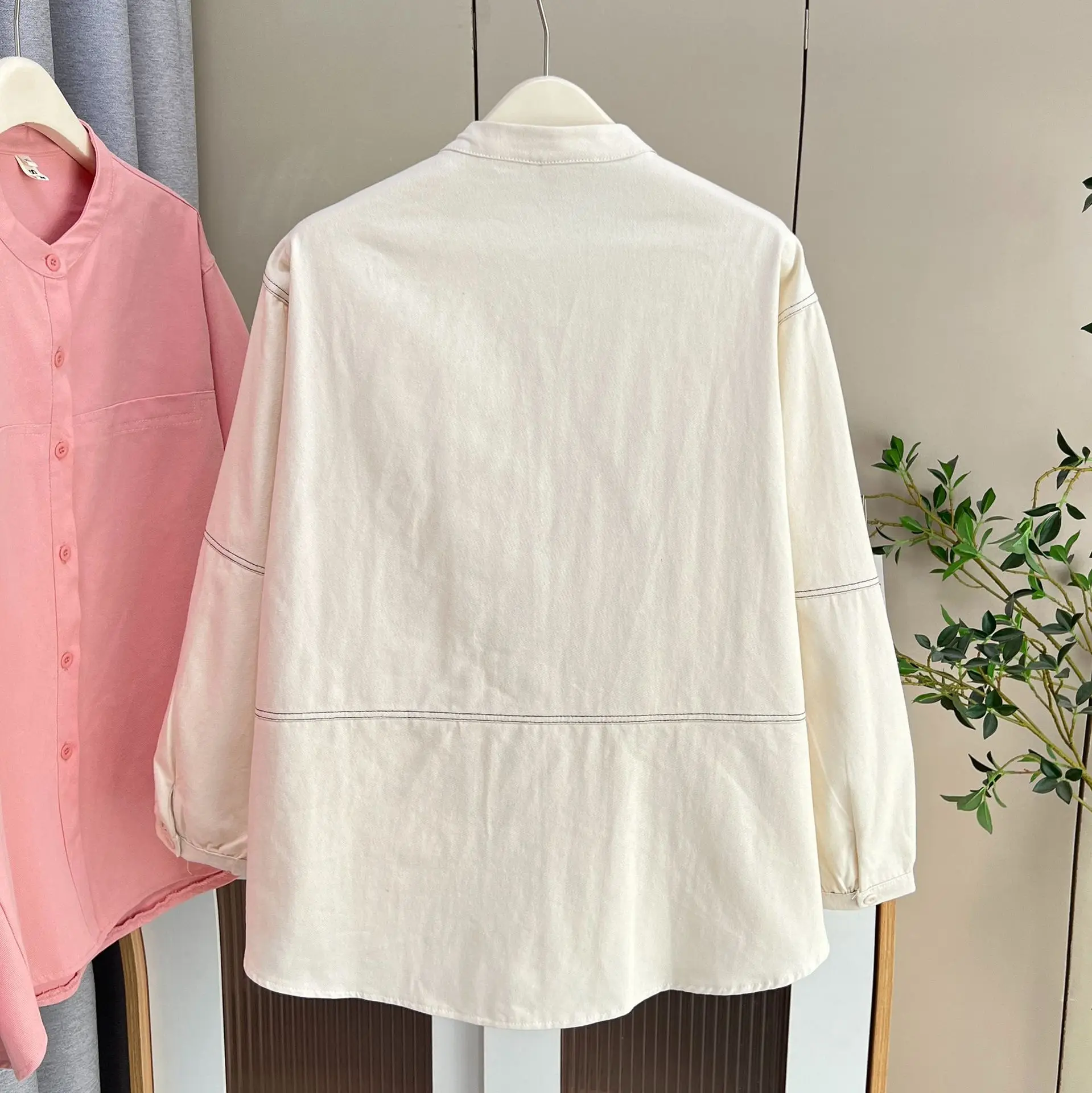 Fashion Plus Size Women's Blouses New Autumn Style Casual Loose And Loose Shirt Casual Bright Line Jacket 683