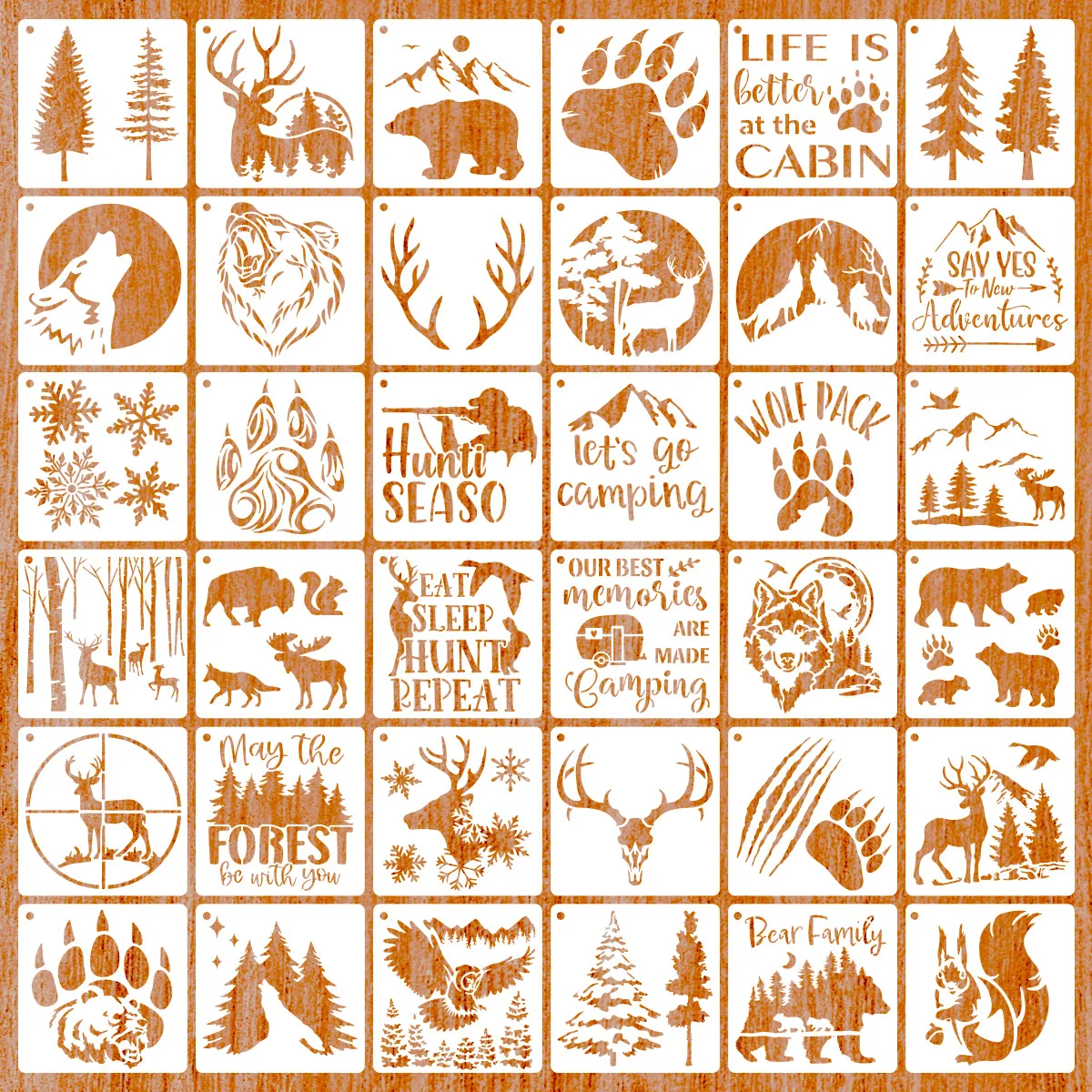 

36Pcs/Set 13cm Forest Hunting DIY Layering Stencils Wall Painting Scrapbook Coloring Embossing Album Decorative Template