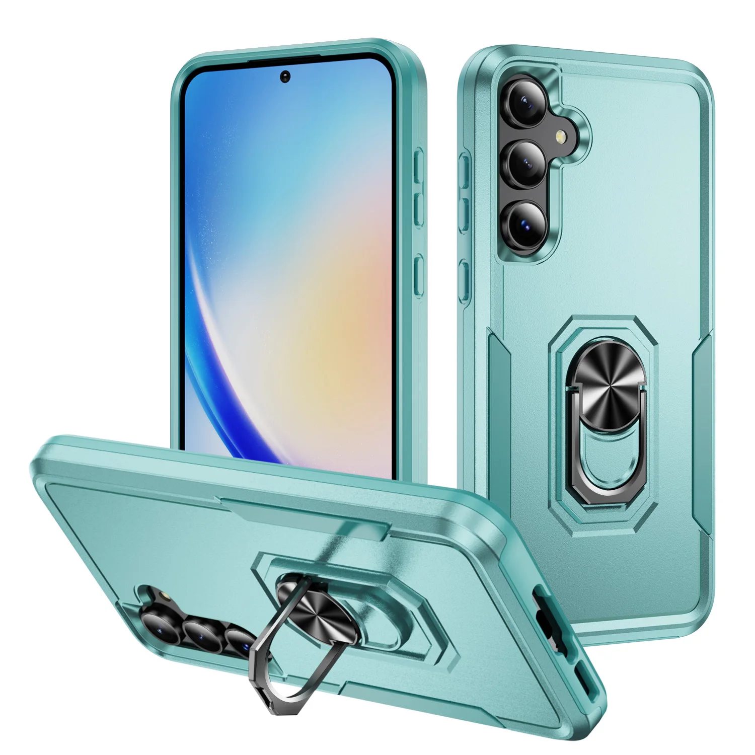 Durable Armor Phone Case with Ring Holder - Shockproof Protection