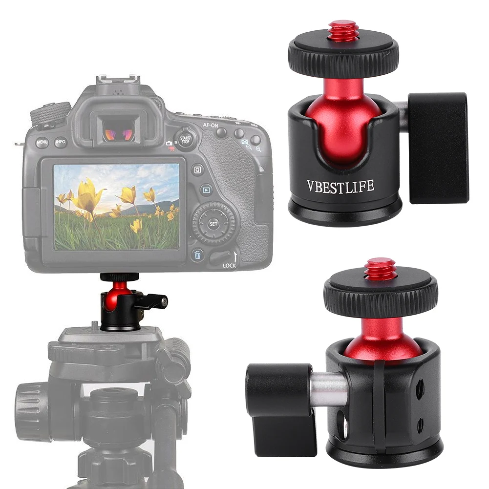 Mini Ball Head 360 Degree Ball Head VBESTLIFE Metal 360 Degree Swivel Mini 1/4" Screw Mount for DSLR Camera Fill Light