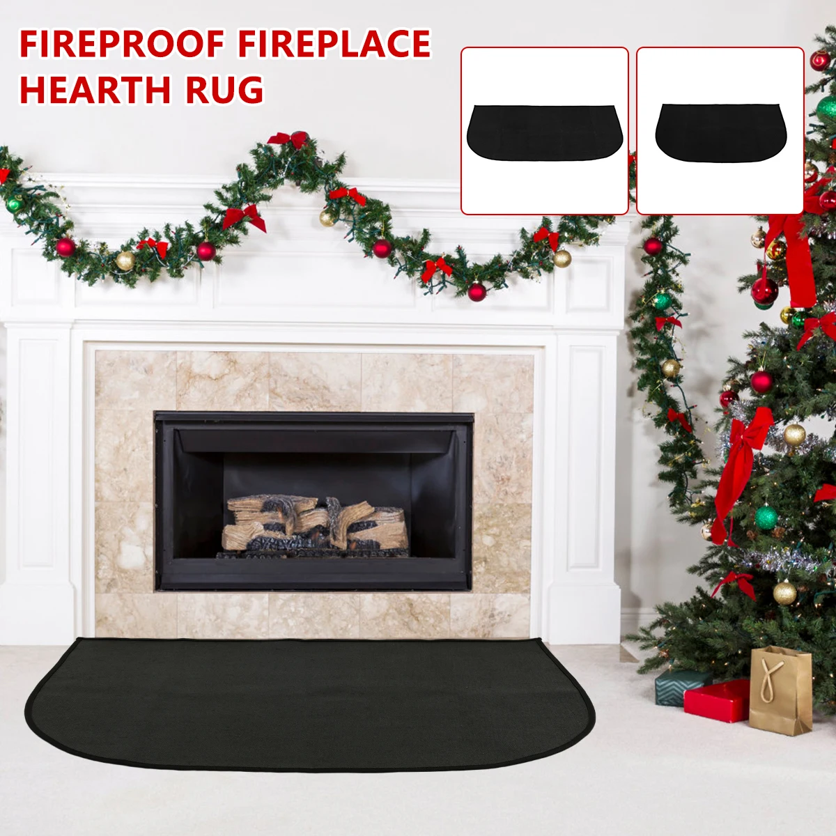 Fireproof Fireplace Mat Half Round Fireproof Fireplace Hearth Rug AntiSlip Fireproof Hearth