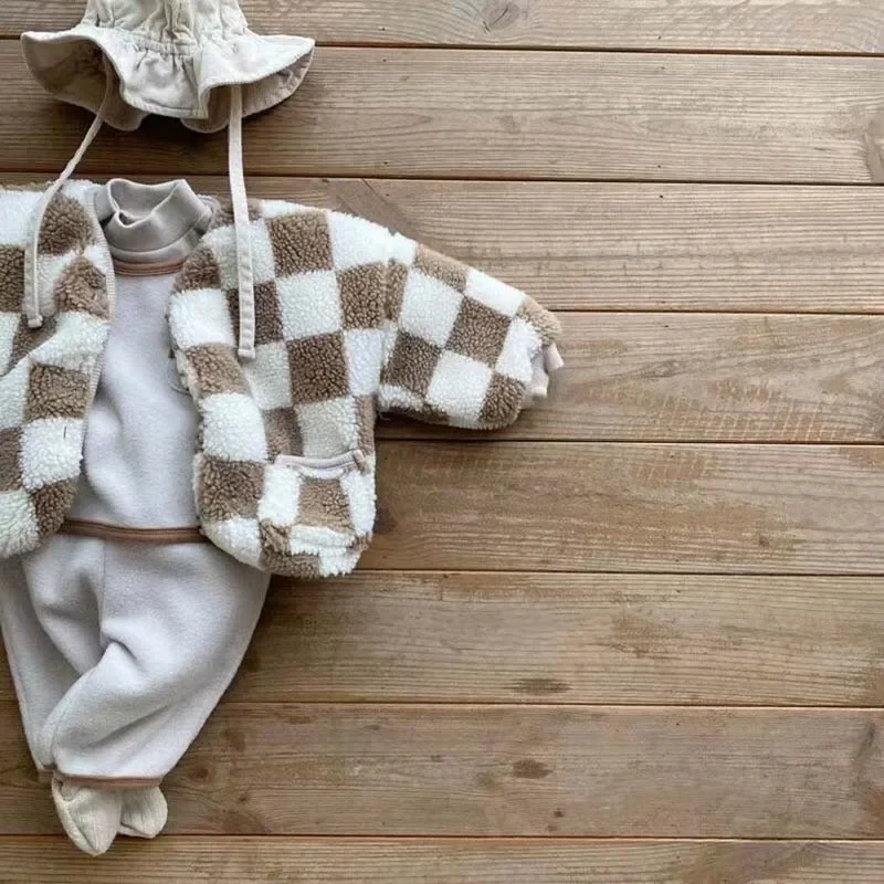 Girls Outdoor Windproof Baby Winter Clothes Autumn Winter Plush Baby Coats Thicken Lamb Plush Cotton Jacket For Boys