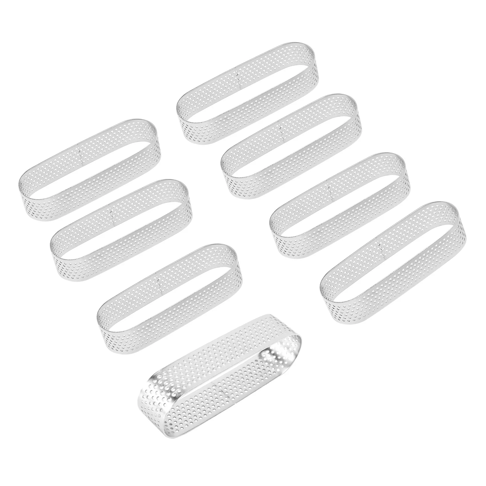 Oval Tartlet Molds French Dessert Mousse Fruit Pie Tart Ring Quiche Cake Mold Stainless Steel Tart Mousse Ring 8Pcs