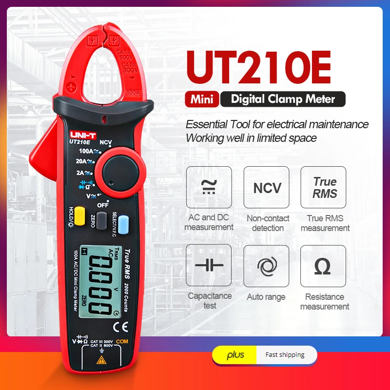 전기 작업 시 안심하고 사용할 수 있는 UNI-T UT210E 미니 디지털 클램프 계량기