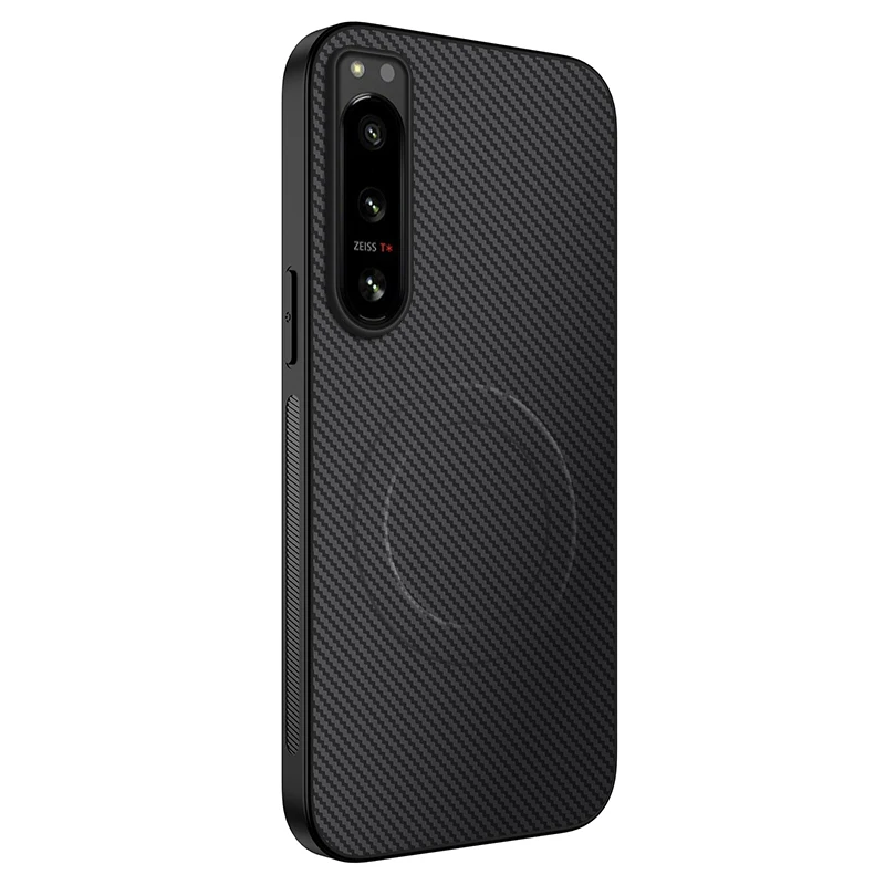 Carbon Fiber Texture Magnetic Case with MagSafe and Wireless Charging Compatibility - Matte Shockproof Soft Cover