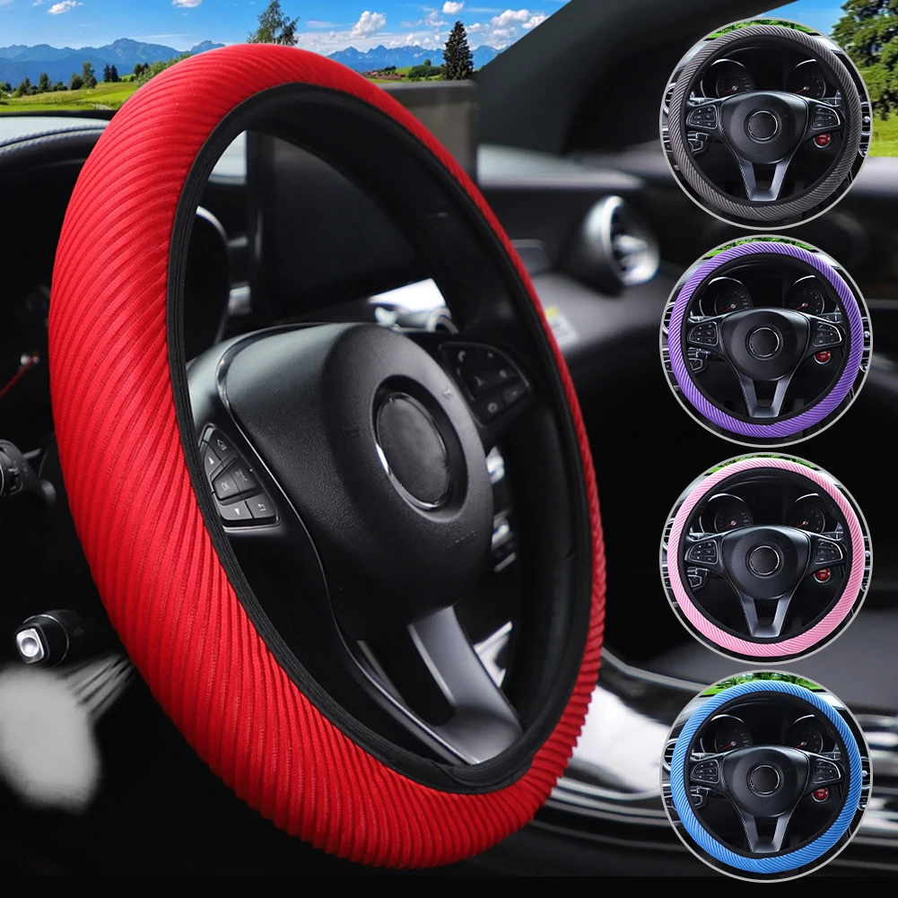 

Car Steering Wheel Cover Breathable for 37cm-38cm Car Handbrake Gear Cover Auto Interior Accessories Auto Decoration