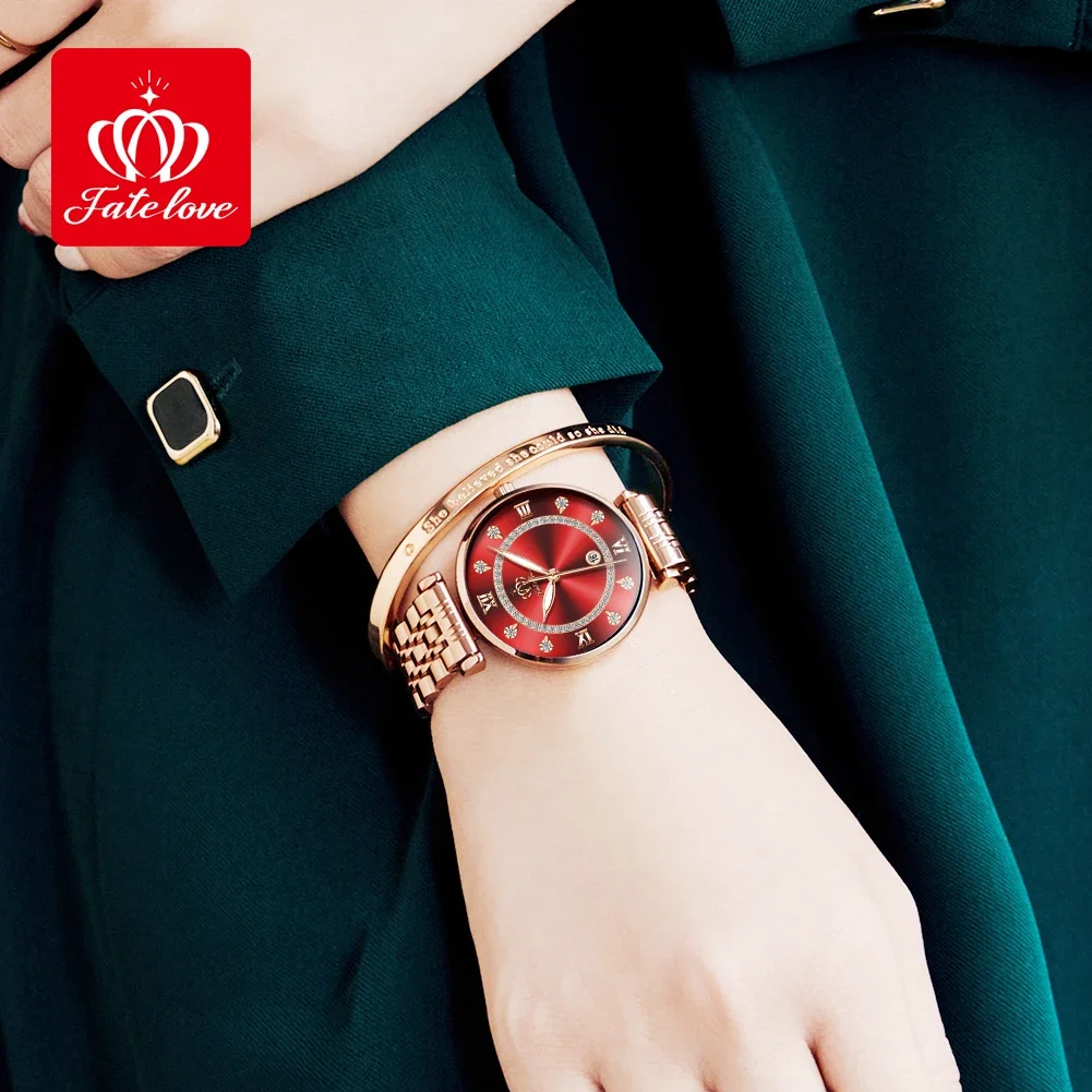 Fate Love 5866 Elegant Women's Watches Japan Quartz Movement Watch For Women Wristwatch Waterproof Calendar Ladies Hand Clock