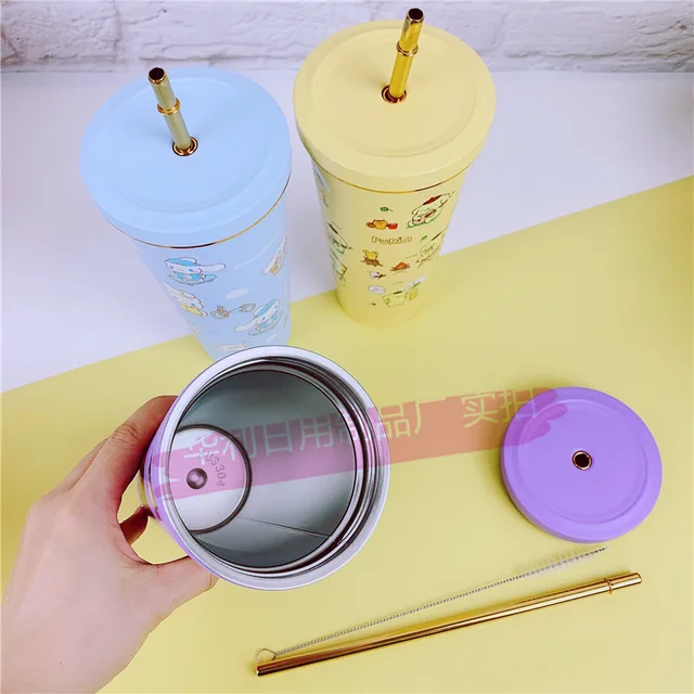 Sanrio Hello Kitty Tumbler With Straw Cup 480ml Coffee Student High Value  Straw Adult Small Fresh Straight Drinking Office Cup - Straw Cup -  AliExpress