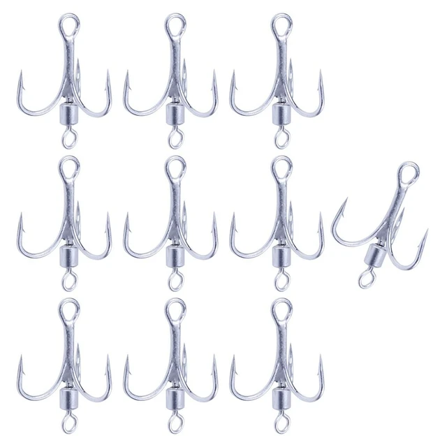 10pcs Fishing Treble Hook High Carbon Steel Reinforced Vibration Rotary  Sequin Barb Fresh Water Seawater Tackle