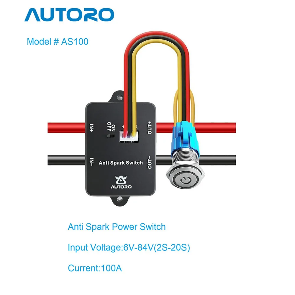 สวิตช์ป้องกันประกายไฟ Autoro AS100 100A 84V DC – ขั้วต่อ XT90 สำหรับ ESC สเก็ตบอร์ดไฟฟ้า สกู๊ตเตอร์ รถบังคับวิทยุ เรือ จักรยานไฟฟ้า ฯลฯ 1