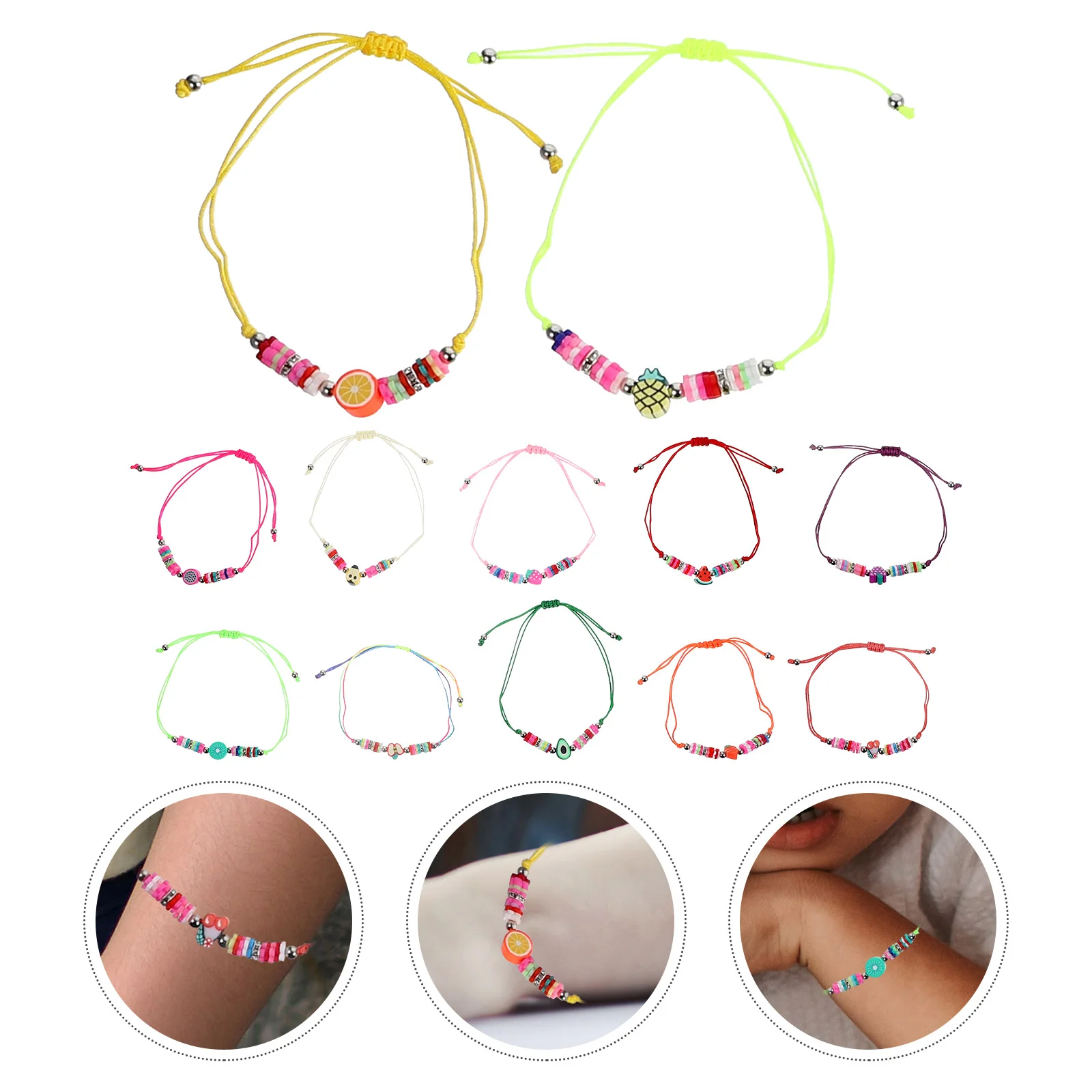 

12 Pcs Decor Dragon Fruit Bracelet Bracelets for Girls Bulk Clay Beads Summer Beach Women Friendship Child