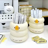 Kawaii Round Pen Holder Cute Cartoon Pencil Stand Desktop Large Capacity Storage Pen Holder School Student Stationery Supplies 2