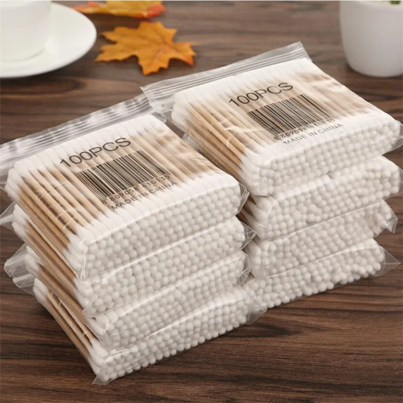 Cotton Swabs 500pcs Double Head Cotton Swab Women Makeup Cotton Buds Tip for Wood Sticks Nose Ears Cleaning