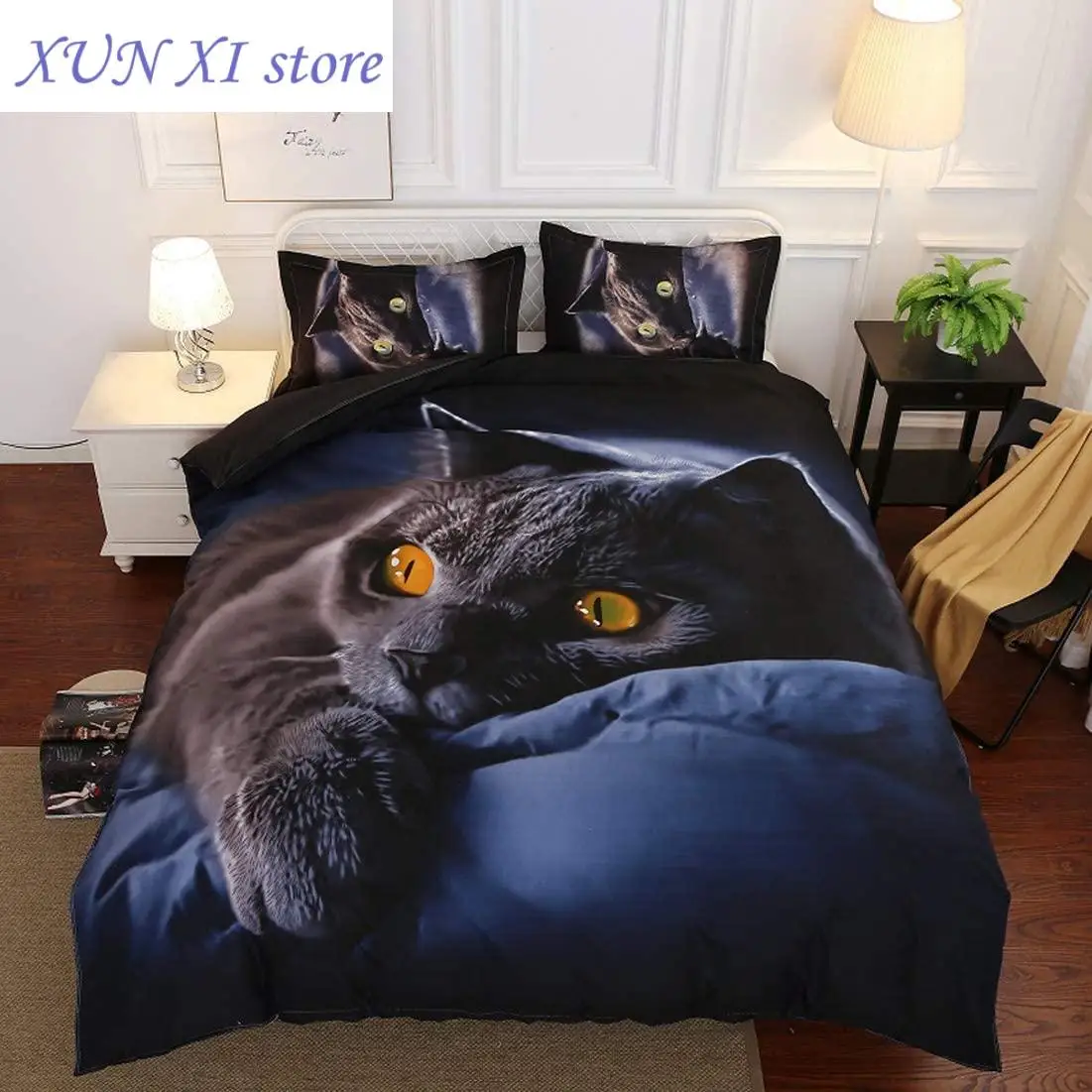 

New Black Cat Bedding Set Soft Duvet Cover For Kids Adult Bed Linen Microfiber Comforter Cover Quilt Cover With Pillowcases