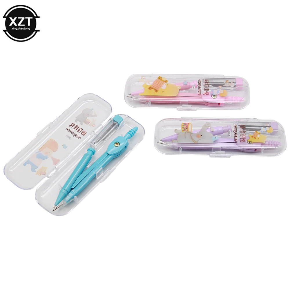 Brújula escolar para niña bonita, papelería para estudiantes, juego De geometría De Brujula, circuitos De Madera, juego De matemáticas, herramientas De dibujo