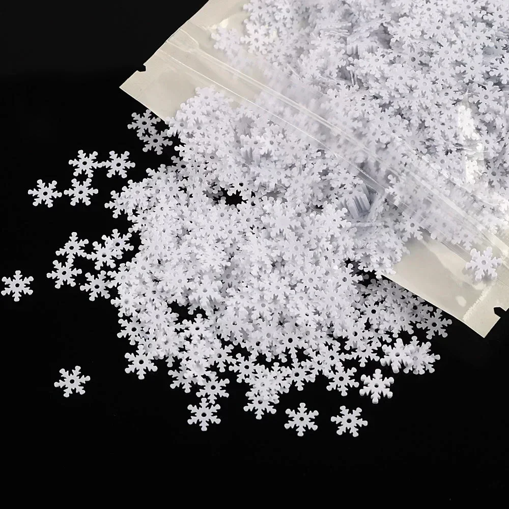 1Pack/300pcs-Christmas Snowflakes Confetti Xmas Tree Ornaments Christmas Decorations for Home Winter Party Cake Decor Supplies