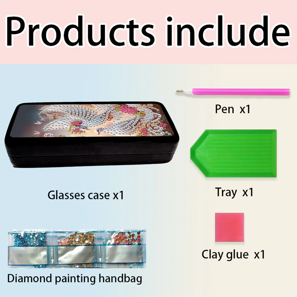 Diamond Painting Eyeglasses Case Flower Diamond Art Sunglasses Case Rhinestones Sunglasses Storage Box Glasses Storage Case