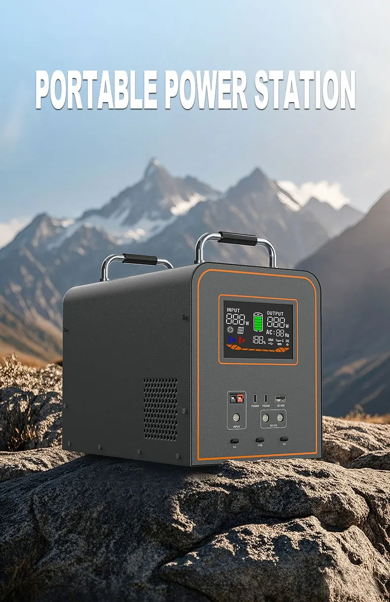 1500W 3000Peak Watt Portable Power Station Solar Generator, Pure Sine Wave AC O