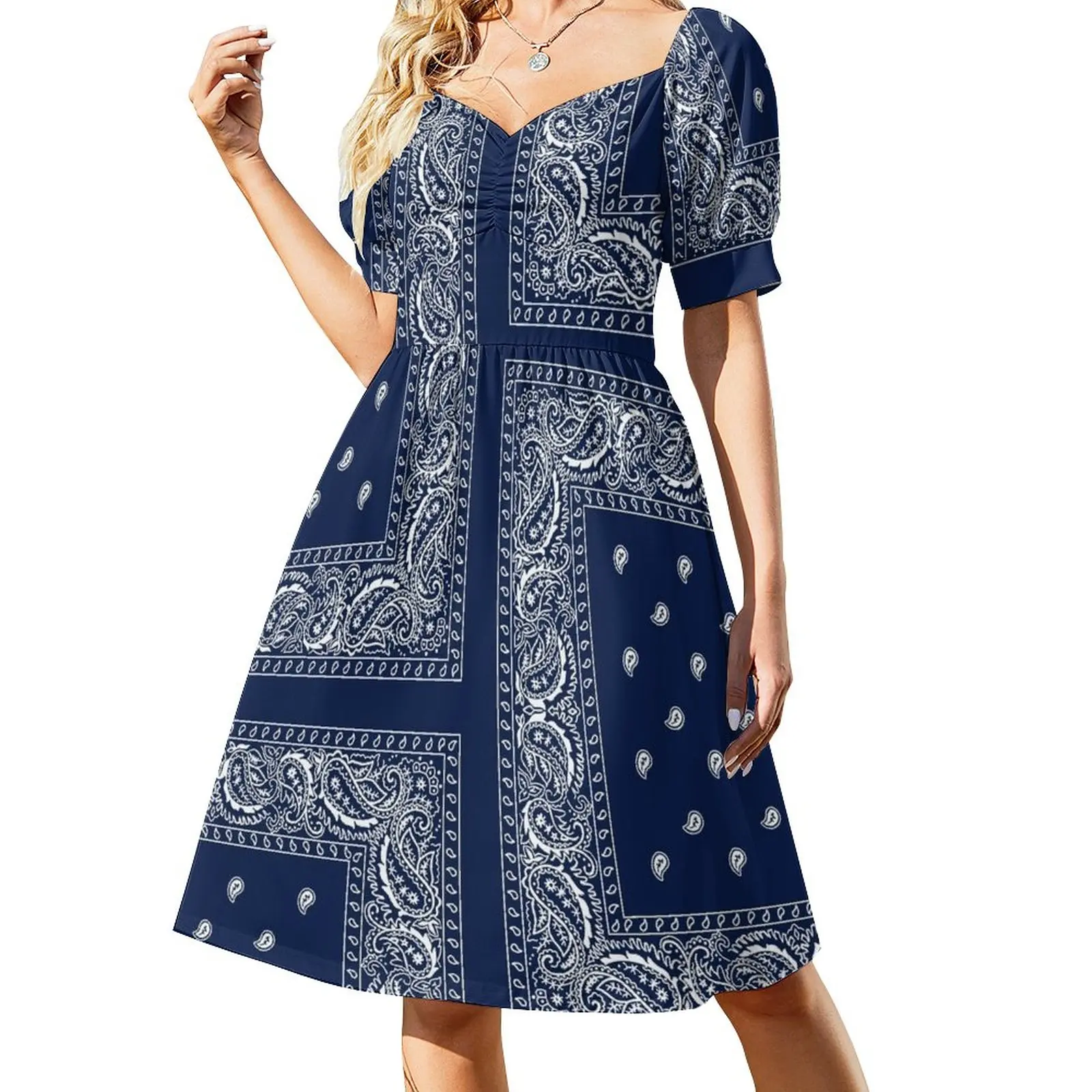 

Bandana - Blue - Paisley Bandana Sleeveless Dress chic and elegant evening dress summer dresses womens 2023 summer women's suit