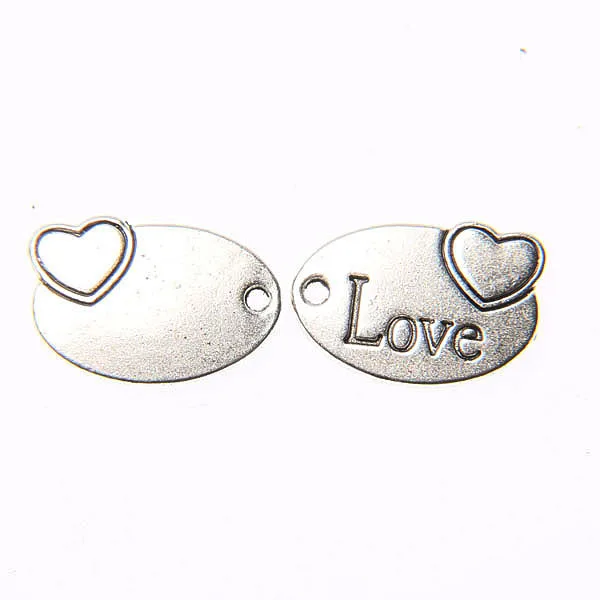 

20*13mm Tibetan Silver Plated Oval Love Heart Charm Pendants 20pcs EF3560 Charms for Jewelry Making