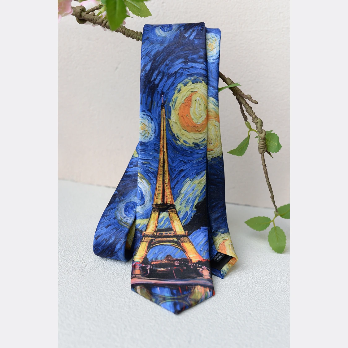 Neck Tie Vintage 8cm Width Starry Sky Oil Painting Neckties Men Women Creative Fun Flower Green Neck Tie Daily Wear Shirt Accessories