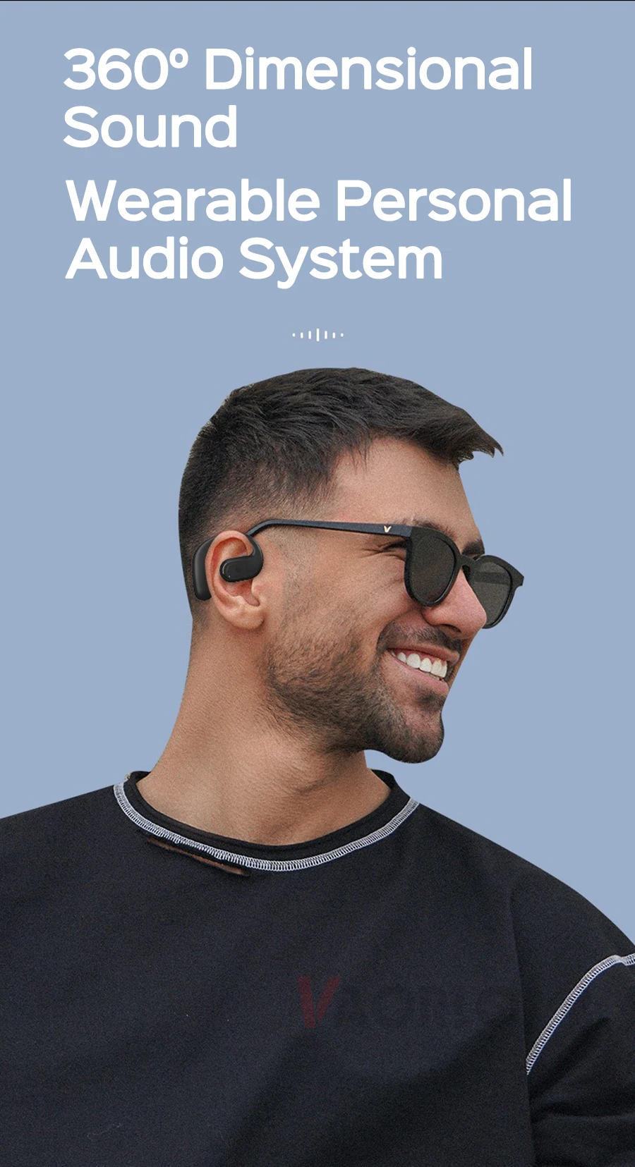 VAORLO Ear-hook Bluetooth 5.4 Business Earphone 180° Rotation Open Ear Headset With Mic Long Battery Life HiFi Stereo Headphone