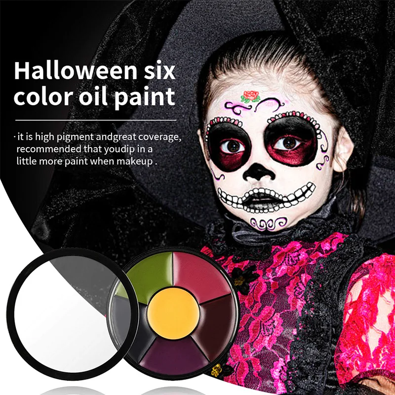 6 Color Oil Face Paint palette Halloween Party Camo Face & Body Makeup clown face paint SFX Bruise Special Effects Oil Hunting 3