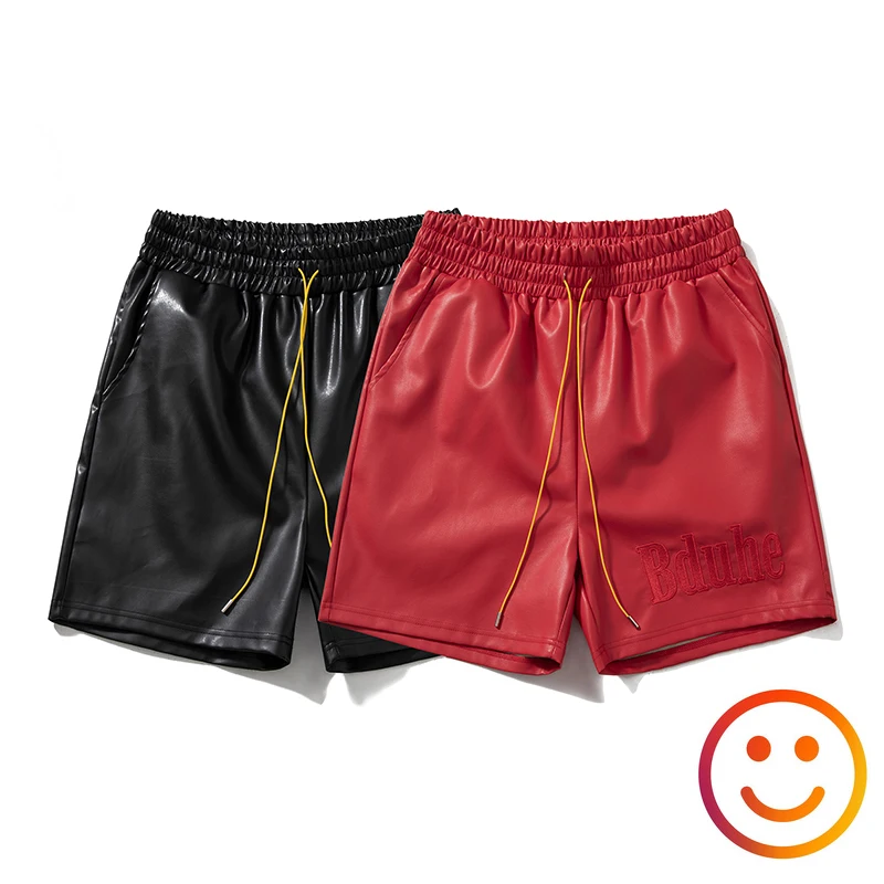 가죽 블랙 레드 그린 Borad 반바지 주머니 2024 여름 남성 여성 고품질 노란색 Drawstring 비치 Shortpant 바지