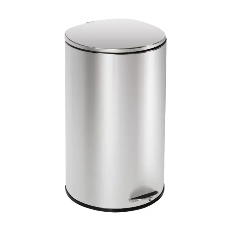 

Honey Can Do 10.5 Gallon Trash Can, Semi-Round Step On Kitchen Trash Can, Stainless Steel