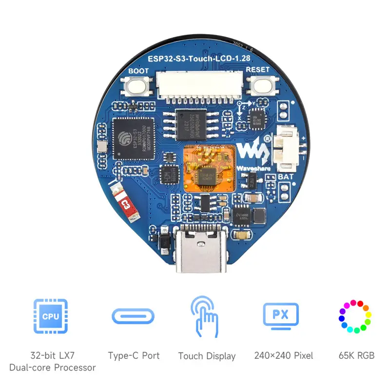 ESP32-S3 development board 1.28 inch Round Touch LCD Display Screen Option/ Accelerometer/ Gyroscope Sensors image 4