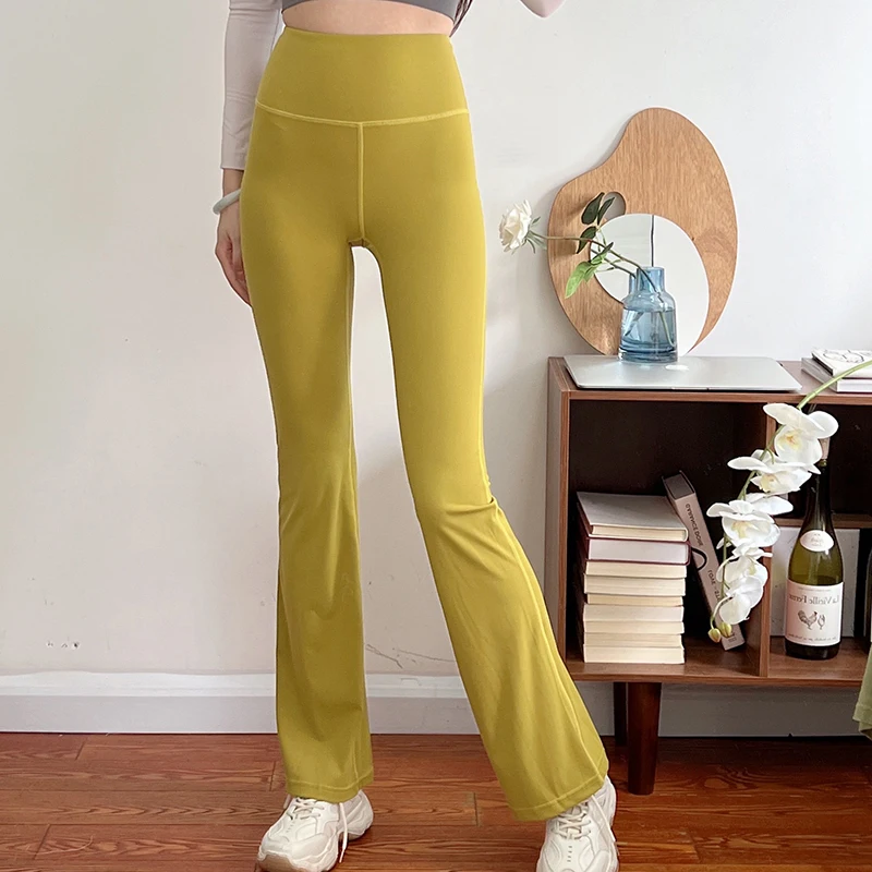 

Yoga Flare Pants Women Flared Pants Fitness Lulu Solid Color High Rise Pants Gym Sports Workout Slim Fit Leggings