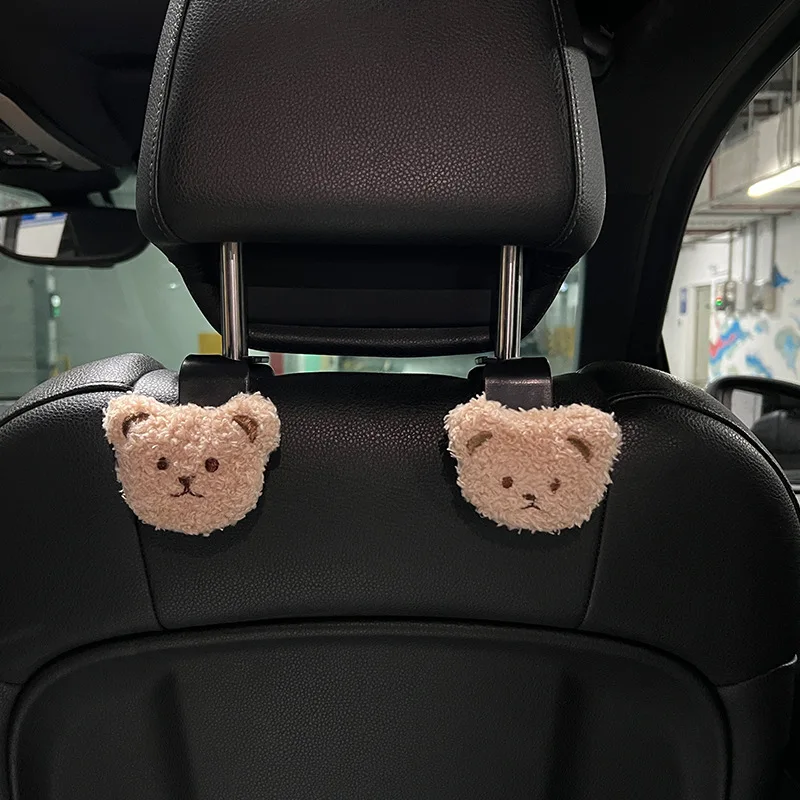 Cute Bear Car Seat Back Hooks - Adorable Headrest Organizer & Car Decor