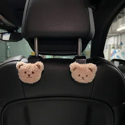 Cute Bear Car Seat Back Hooks - Adorable Headrest Organizer & Car Decor (2pc kaki bear)