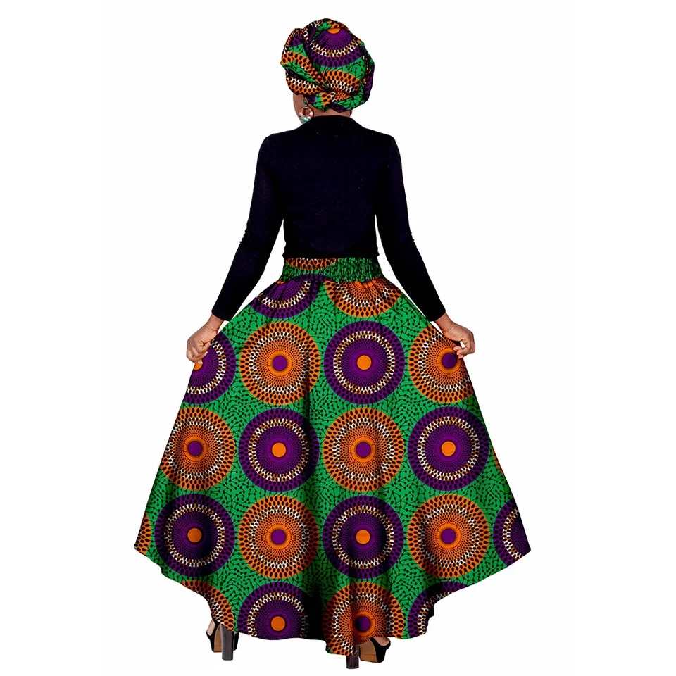 Gonna Africana Maxi Dashiki – Vita Alta, A-line, Pieghe, Stampa Colorata, Per Spiaggia E Feste Boho