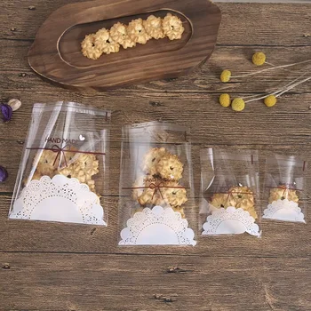 100 sacchetti per imballaggio in plastica con fiocco carino, sacchetti autoadesivi per snack e regali, biscotti e caramelle, confezioni fai da te per feste, matrimoni 1